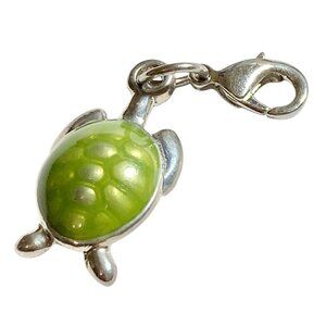 Vtg Sea Turtle Clip On Charm Zipper Pull Purse Bag Green Nautical Island Beach